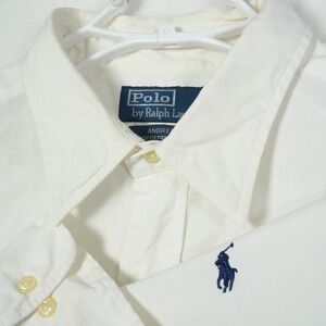 Polo Ralph Lauren Button Shirt Men's Size 17 32/33 White Andrew Pinpoint Oxford